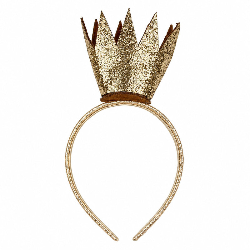 Haarreif mit goldener Glitzer Krone zum Prinzessin Kostüm