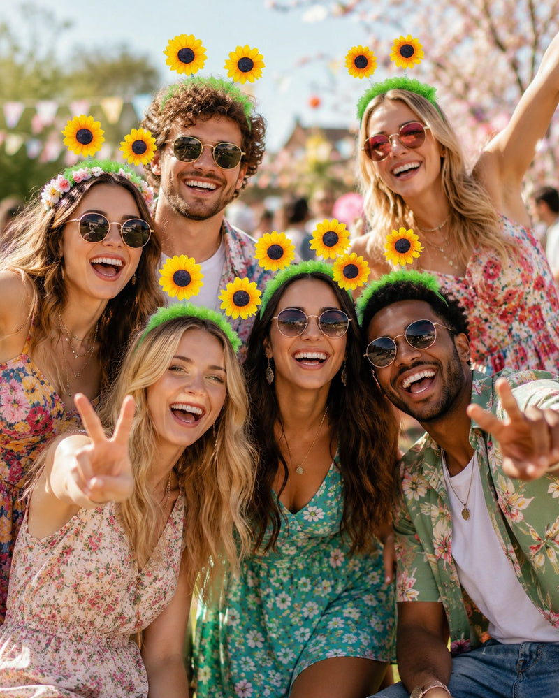 Haarreif mit Sonnenblumen | Zubehör Gärtner Clown Kostüm