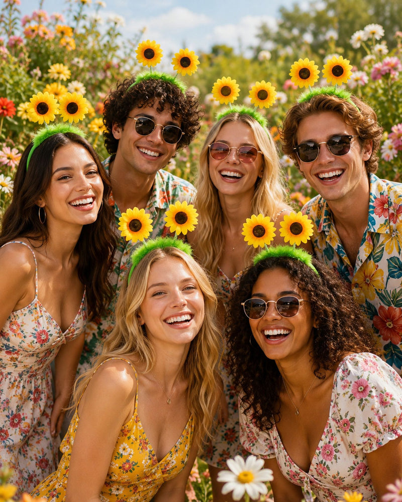 Haarreif mit Sonnenblumen | Zubehör Gärtner Clown Kostüm