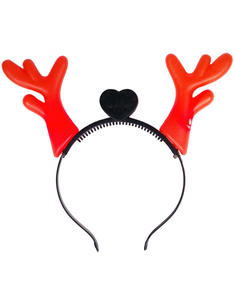Haarreif LED Rentier Geweih | Rot - Weihnachten