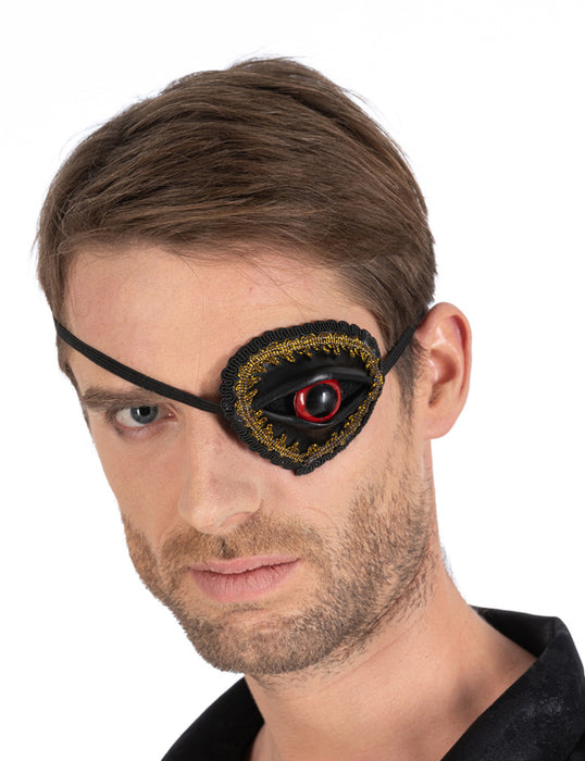 Gruselige Augenklappe "Red Eye" | Schwarz Rot