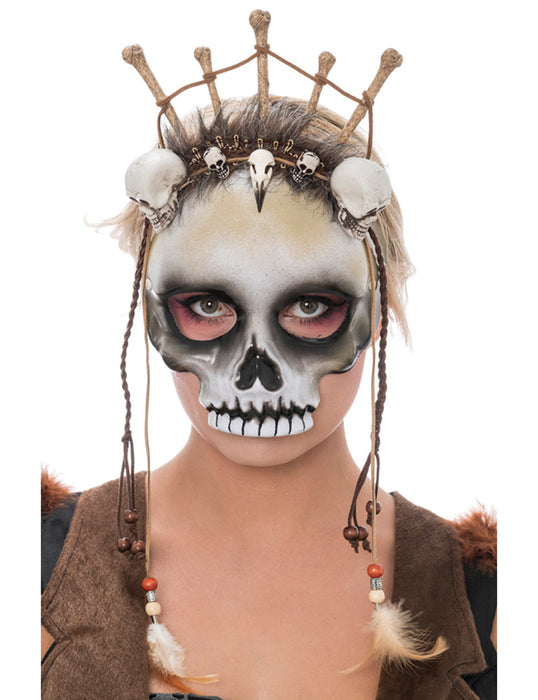Halloween Maske "Voodoo Priesterin" | Totenköpfe