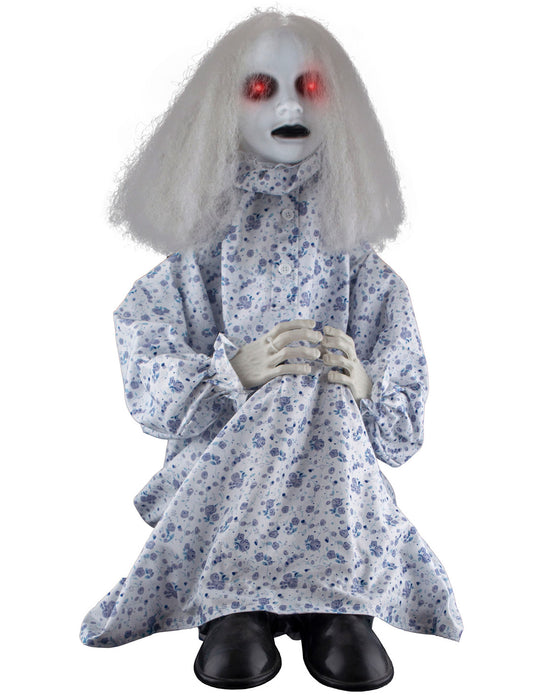 Geisterfigur Sitzendes Mädchen mit Licht und Ton - 75 cm | Halloween Dekoration