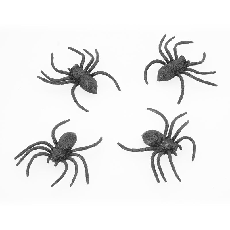 4er Set "Spinnen" - 9 cm | Schwarz - Halloween Dekoration