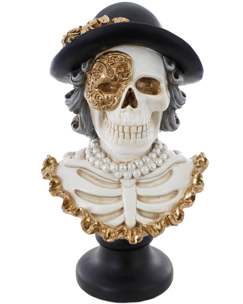 Büste Skulptur Barock Skelett "Misses Venedig" | Halloween Dekofigur Karneval