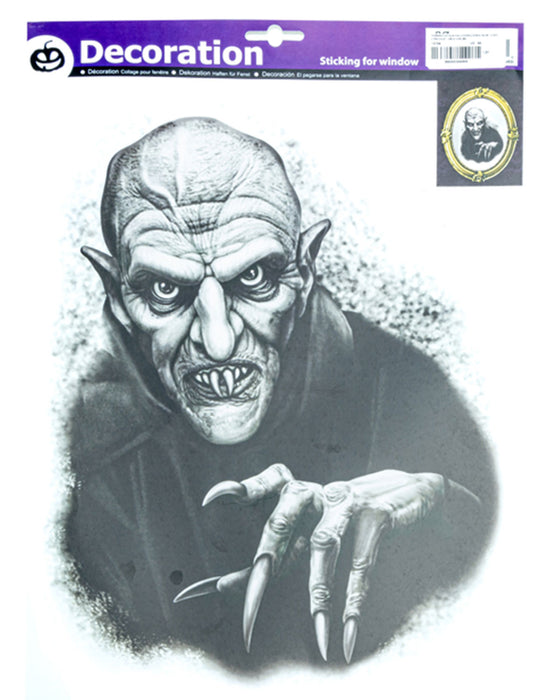 Halloween Fensterbild "Vampirfürst" - 27 x 36 cm | Schwarz Weiß - Fensterdekoration