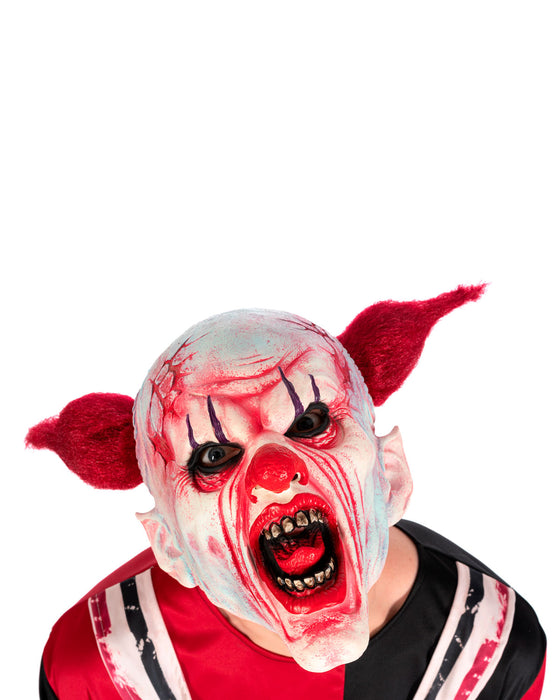 Halloween Horror Latex Maske "Teufelsclown" | Weiß Rot
