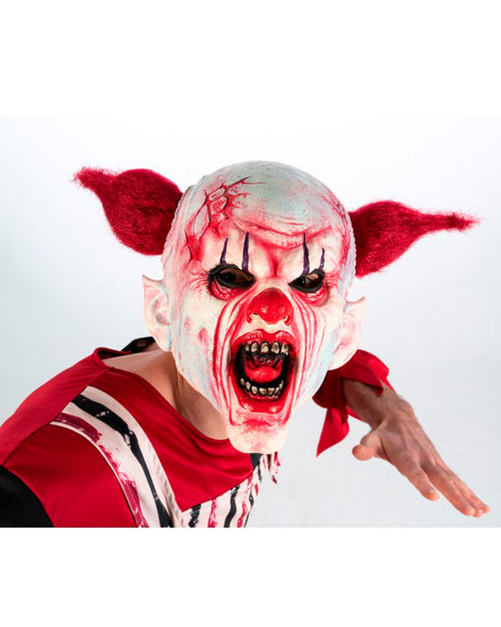Halloween Horror Latex Maske "Teufelsclown" | Weiß Rot
