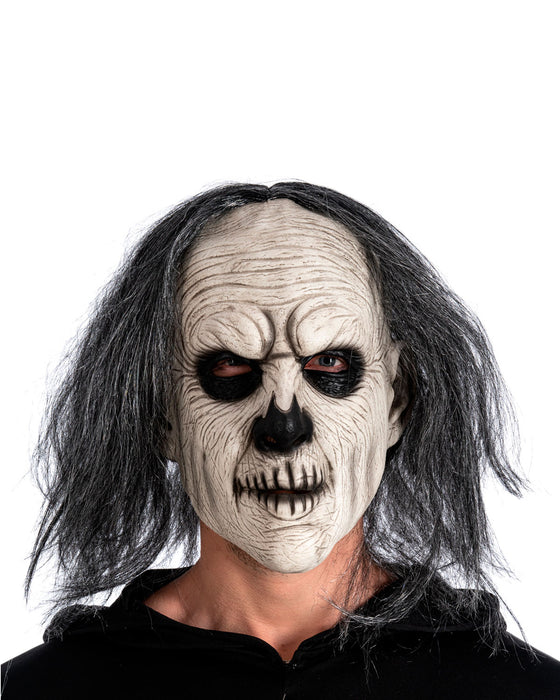 Halloween Horror Latex Maske "Creepy Man" | Weiß mit grauen Haaren