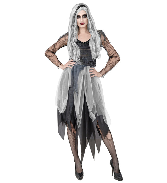 Halloween Kostüm "Ghostly Spirit" für Damen | Spinnenkleid - Grau