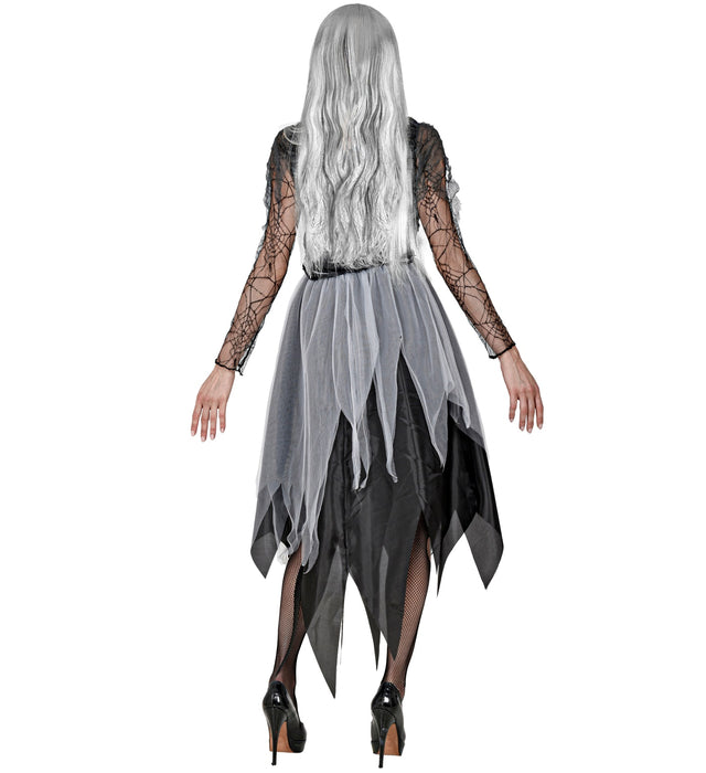 Halloween Kostüm "Ghostly Spirit" für Damen | Spinnenkleid - Grau