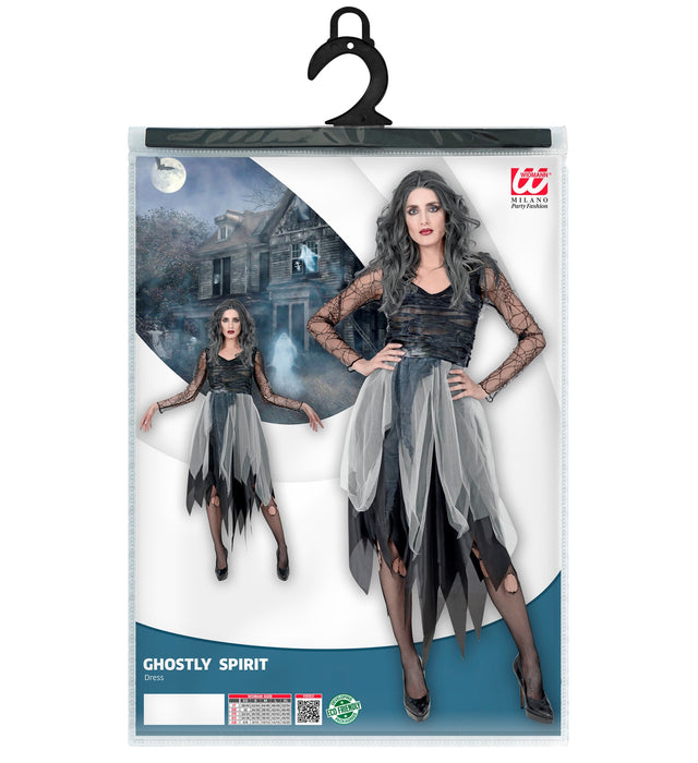 Halloween Kostüm "Ghostly Spirit" für Damen | Spinnenkleid - Grau