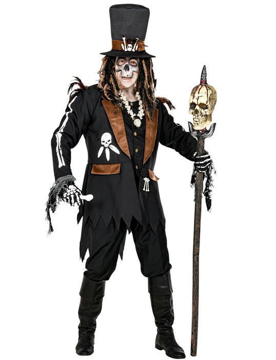 Halloween Kostüm "Voodoo Priester" für Herren | Geister Hexer Anzug mit Hut - Schwarz