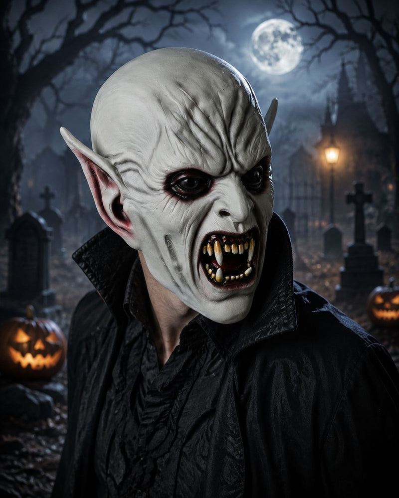 Halloween Latex Maske "Creepy Vampire" | Grau