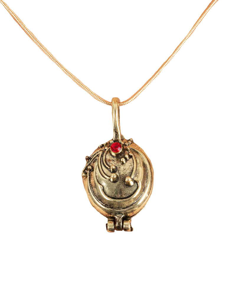 Halskette "Medaillon" | Gold Rot - Schmuck Halloween Kostüm Hexe Vampir Teufel