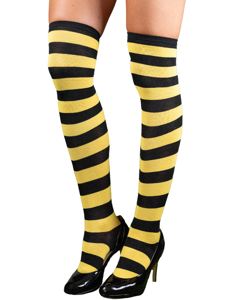 Overknees Kniestrümpfe "Ringelstrümpfe" - 414032 | Gelb Schwarz gestreift