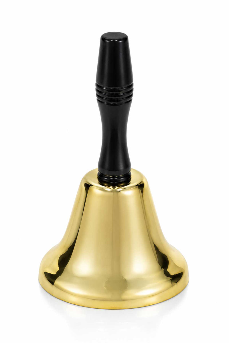 Weihnachtsmann Handglocke 20 cm | Gold mit schwarzem Griff