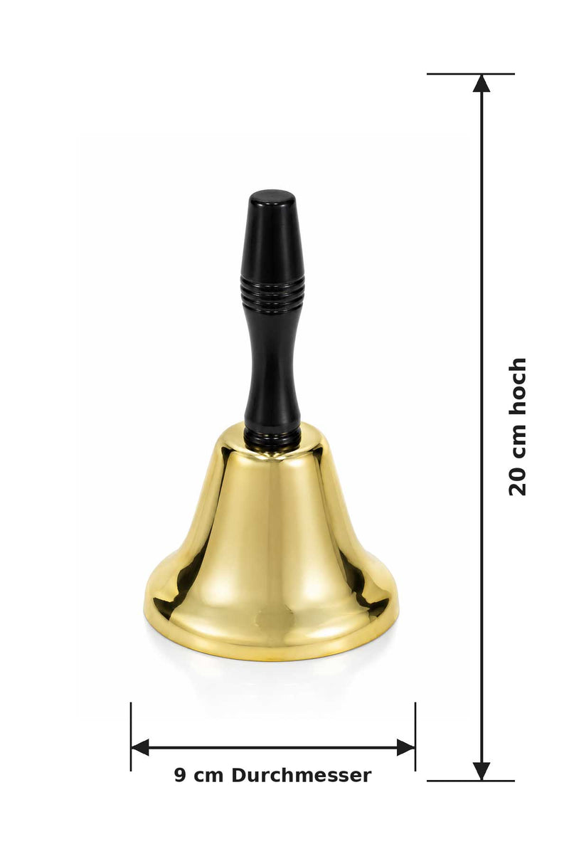 Weihnachtsmann Handglocke 20 cm | Gold mit schwarzem Griff