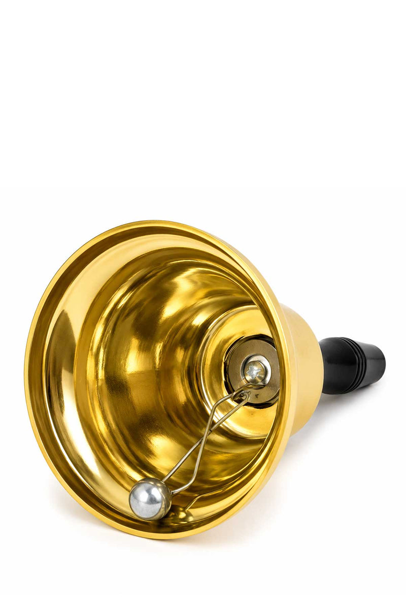 Weihnachtsmann Handglocke 20 cm | Gold mit schwarzem Griff