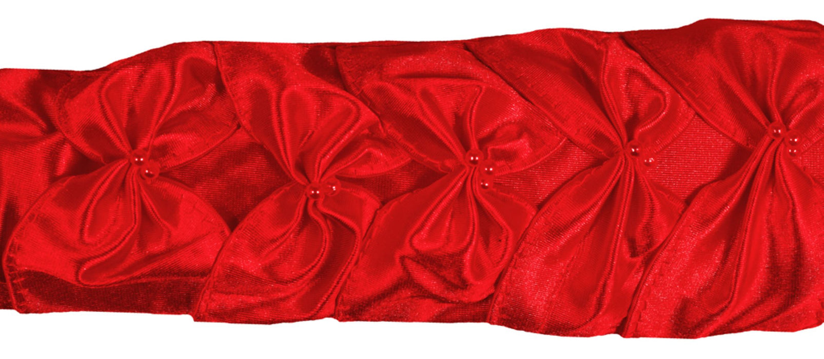 Prinzessin Handschuhe mit Raffung und Perlen - Rot