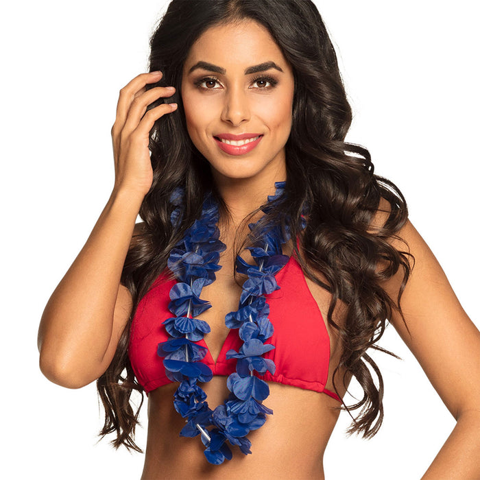 Hawaii Blumenkette "Ohana" zum Südsee Kostüm | Blau