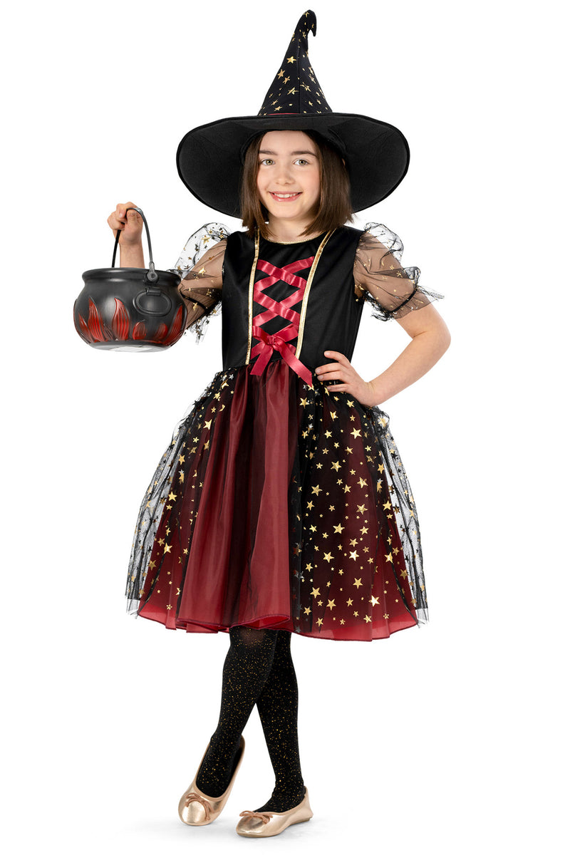 Hexenkostüm "Gloria" für Mädchen | Schwarz Rot