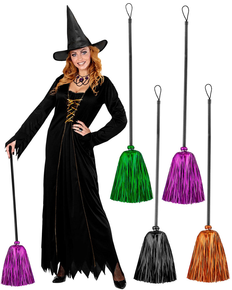 Hexenbesen mit Lametta - 92 cm | Farbauswahl
