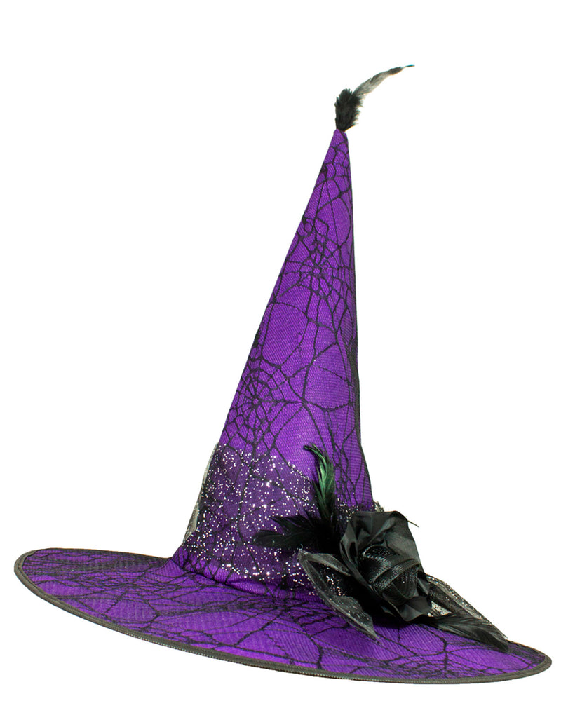 Hexenhut "Soluna" mit Spinnennetz | Lila Schwarz