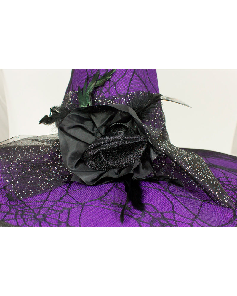 Hexenhut "Soluna" mit Spinnennetz | Lila Schwarz