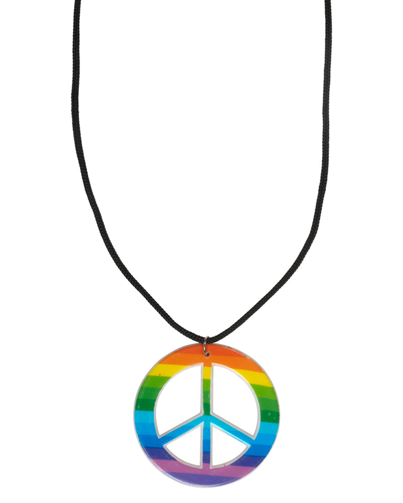 Regenbogen Peace Halskette zum Hippie Kostüm | Multicolor