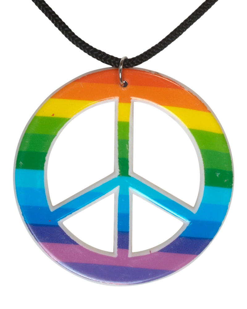 Regenbogen Peace Halskette zum Hippie Kostüm | Multicolor