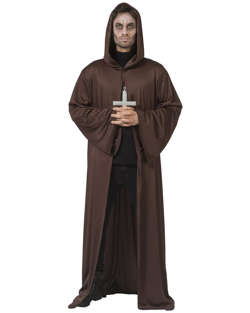 Brauner Umhang mit Kapuze für Erwachsene | Halloween Mönch Kostüm