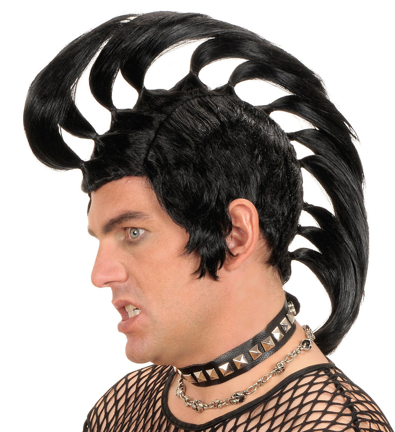 Punk Herren Perücke "Mohikaner" K0813 | Schwarz