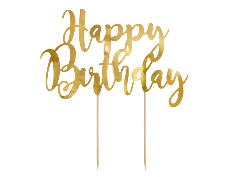 Tortendeko "Happy Birthday" 22,5cm | Gold