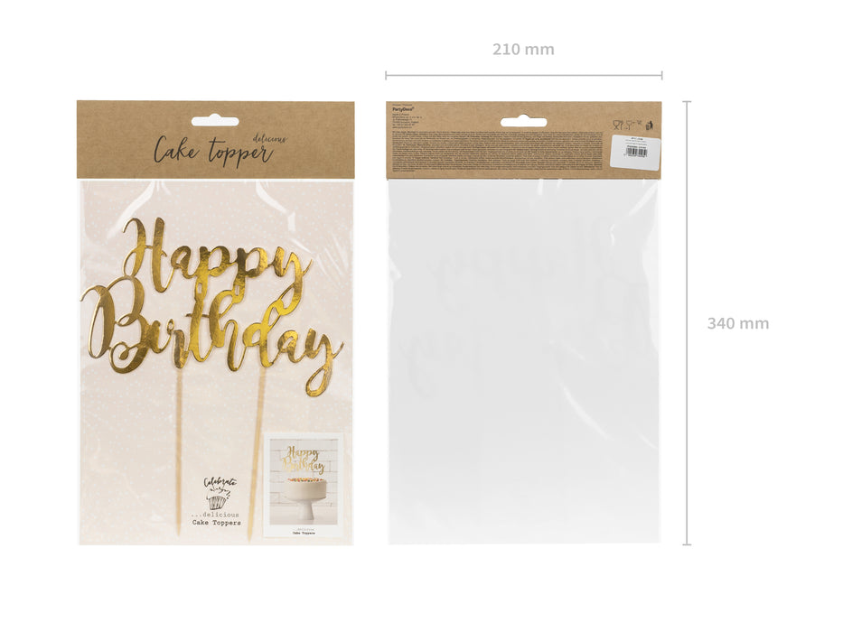 Tortendeko "Happy Birthday" 22,5cm | Gold