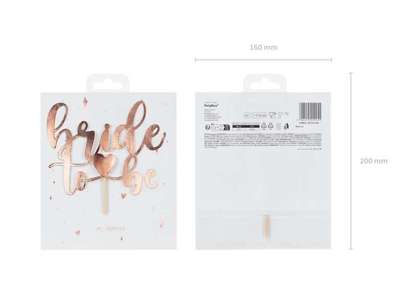 Tortendeko "Bride To Be" 17,5cm | Rosegold