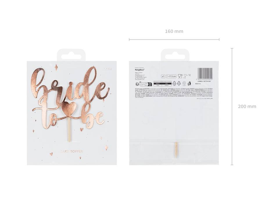 Tortendeko "Bride To Be" 17,5cm | Rosegold