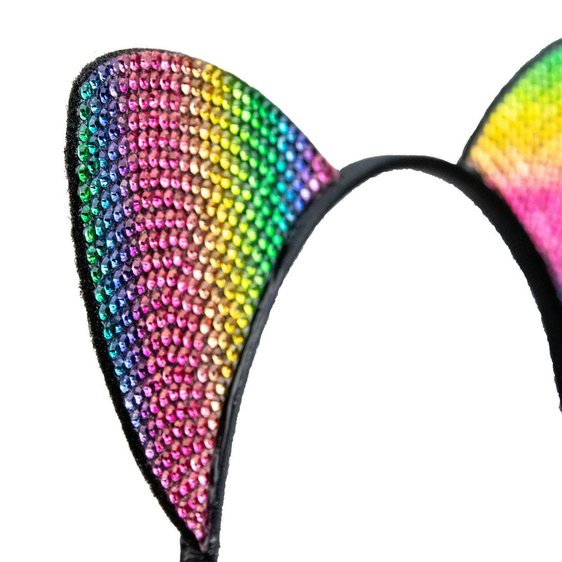 Haarreif mit Katzenohren "Rainbow" | Glitzer Bunt