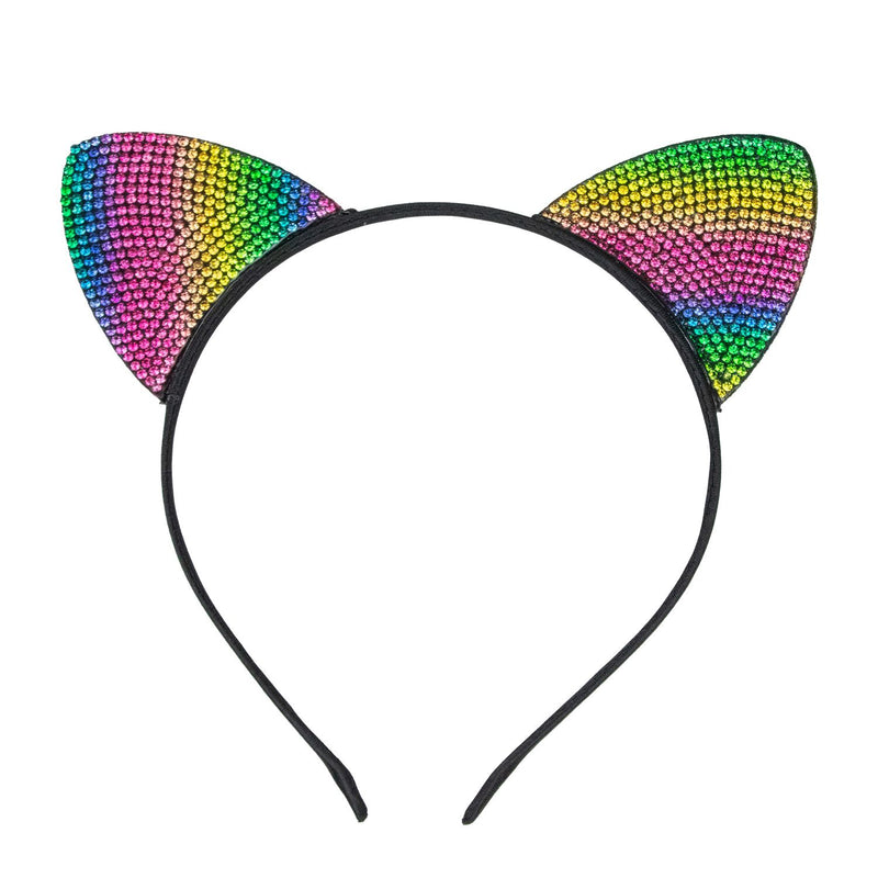 Haarreif mit Katzenohren "Rainbow" | Glitzer Bunt
