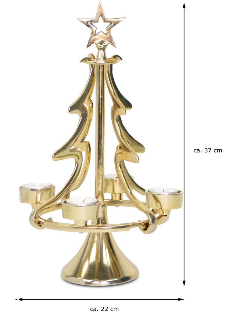 Riffelmacher Kerzenständer Weihnachtsbaum - Gold 22 x 37 cm | 24168 - Adventsdekoration