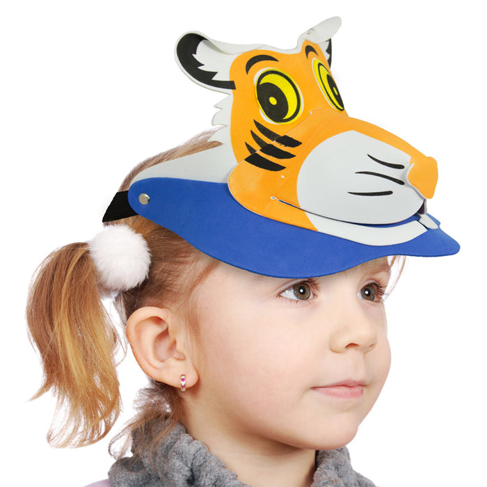 Tier Kinderhut Schirmmütze aus Schaumstoff | Tiger, Löwe oder Elefant
