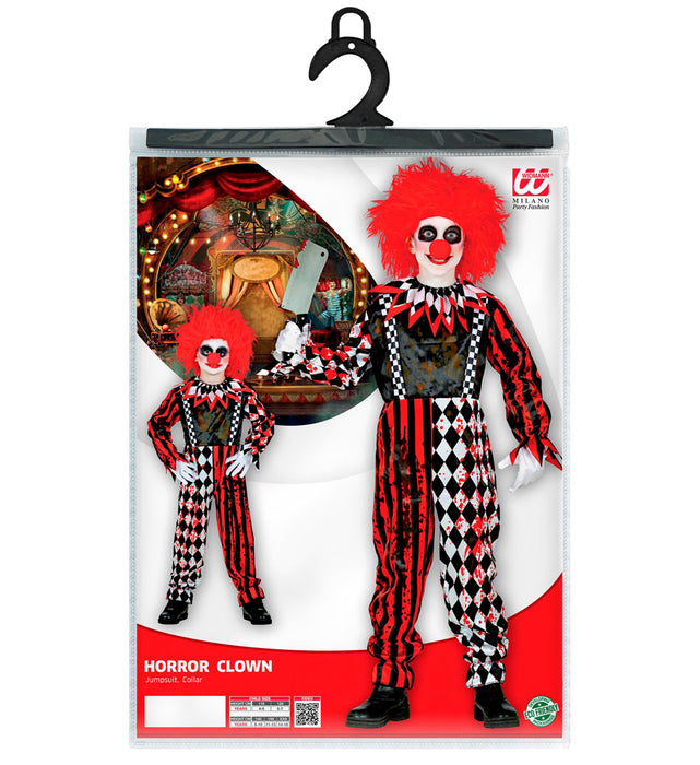 Halloween Kostüm "Killerclown" für Kinder - Schwarz Rot | Blutiger Horror Anzug