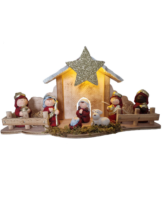 Kinderkrippe Weihnachtskrippe mit LED Beleuchtung | 12476