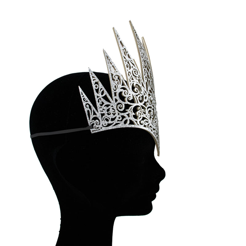 Glitter Stirnband Krone zum Eis Königin Kostüm | Silber