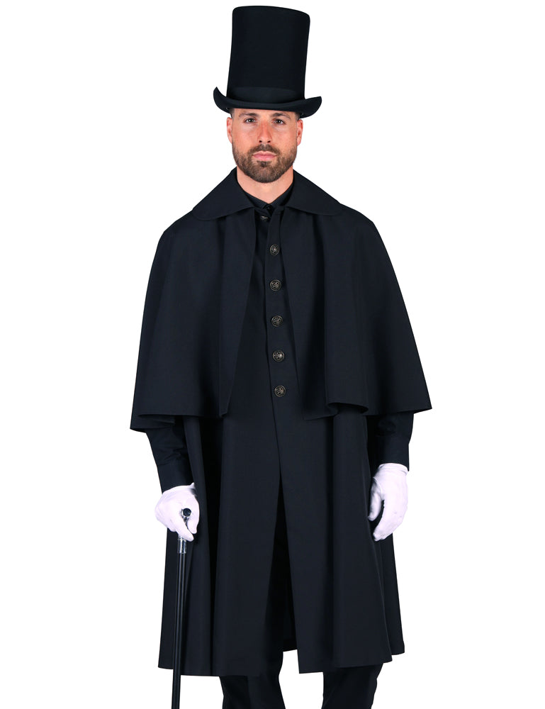 Schwarzer Kutschermantel für Herren | Kostüm Mittelalter Halloween
