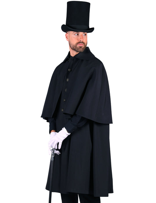 Schwarzer Kutschermantel für Herren | Kostüm Mittelalter Halloween