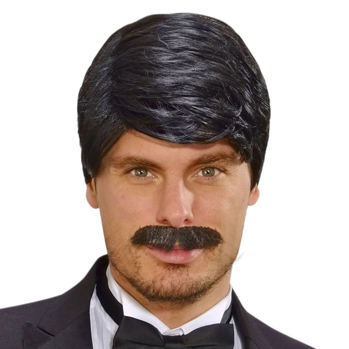 Perücke und Schnurrbart "Playboy Dream Hair" | Schwarz - Waschbar
