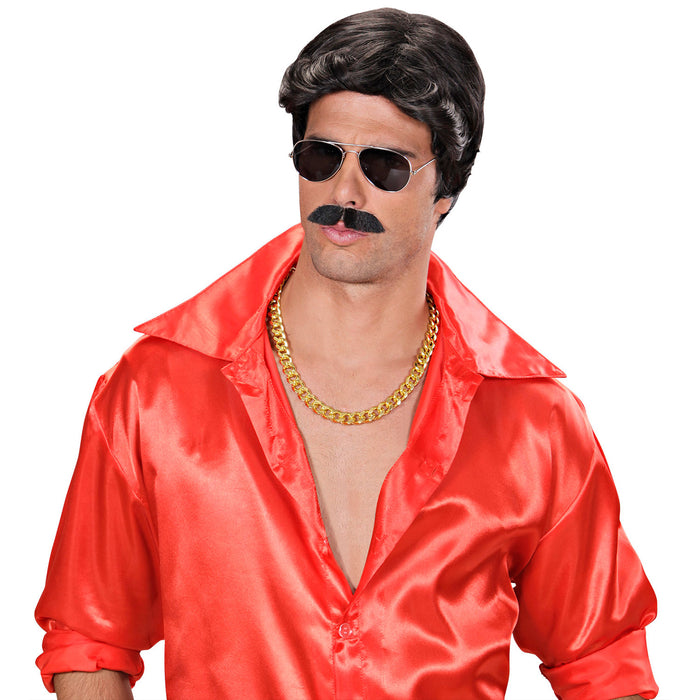 Perücke und Schnurrbart "Playboy Dream Hair" | Schwarz - Waschbar