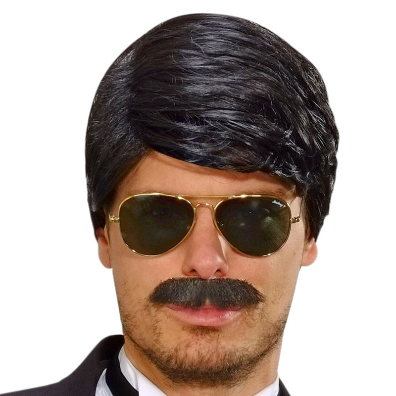 Perücke und Schnurrbart "Playboy Dream Hair" | Schwarz - Waschbar