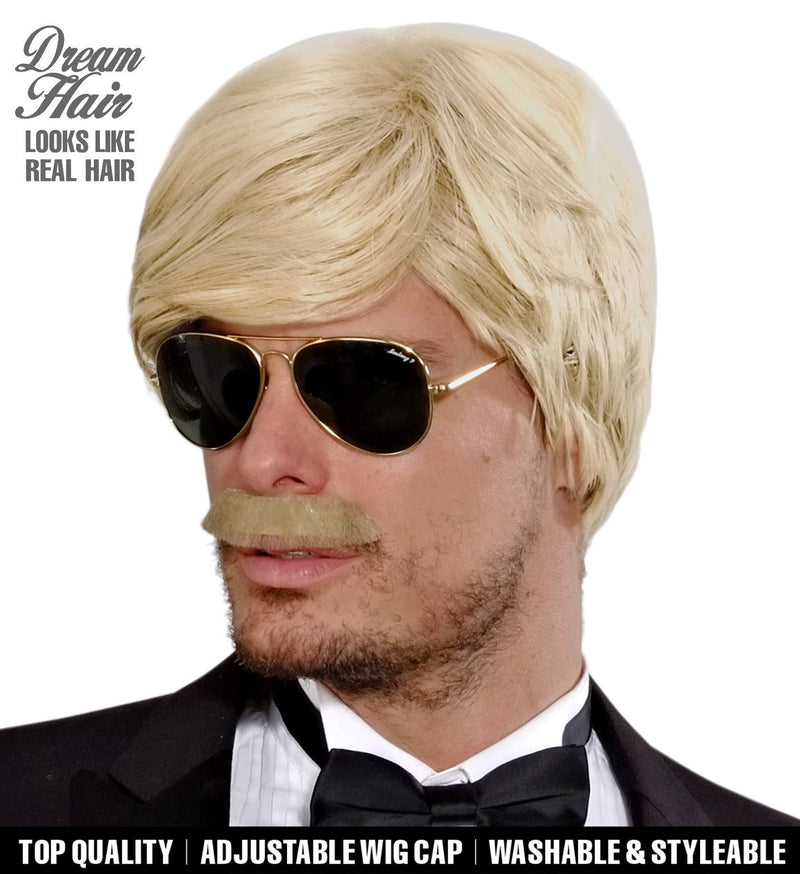 Perücke mit Schnurrbart Playboy | Blond